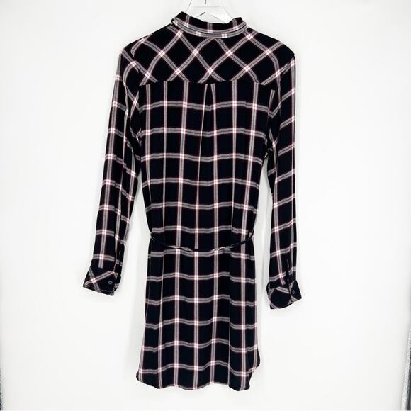 Rails Blair Plaid Button Down Belted Mini Dress L Midnight Plum - Picture 2 of 5